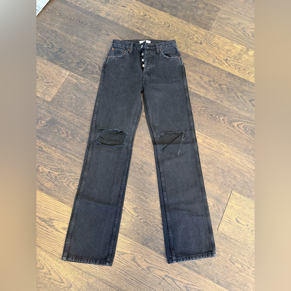 Re/done black distressed jeans 24